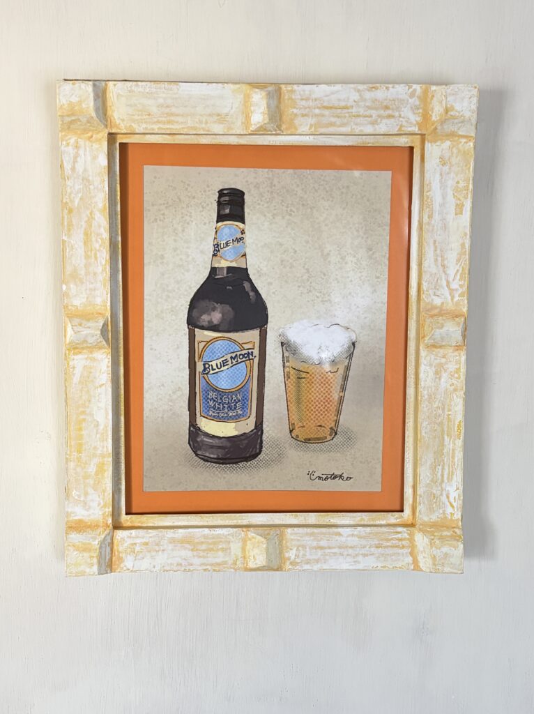 デジタルWall artの『Beer』にダンボールの額